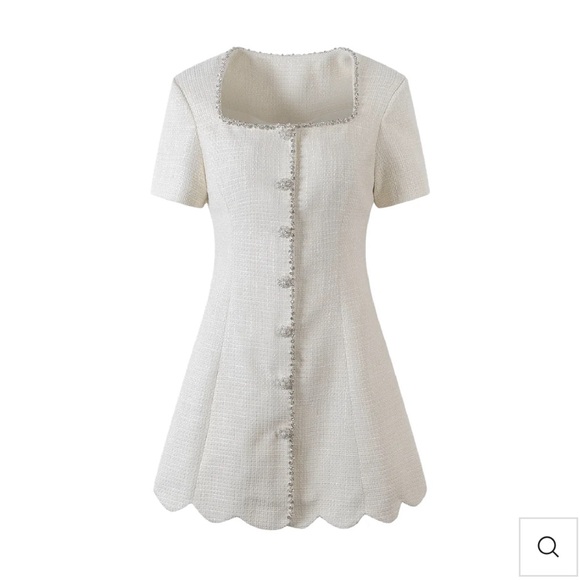 MISS ROSIER QUEENDOM-SQUARE-NECK FITTED MINI DRESS SIZE L - Picture 1 of 5